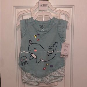 Carter's 3-Piece Narwhal Little Short Set